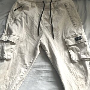 Hollister pants, cargo joggers, extra small in men’s cream color
